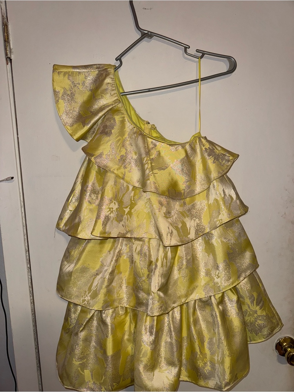 One-Shoulder Ruffle Tiered Dress - Yellow